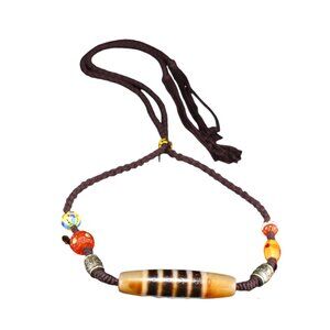 Vintage Tibetan Sky Eyes DZI Agate Lucky Pendant